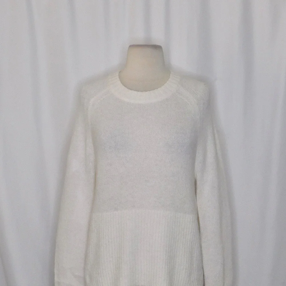 NWT!! J. CREW High Rib Pullover Sweater Wool Alpaca Solid‎ Ivory Minimalist XXS